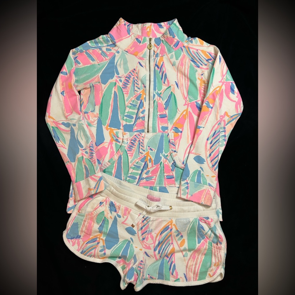 Lilly Pulitzer Pink and Blue Patterned Hoodie Set - Picture 2 of 2